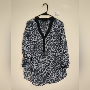 Sheer animal print blouse